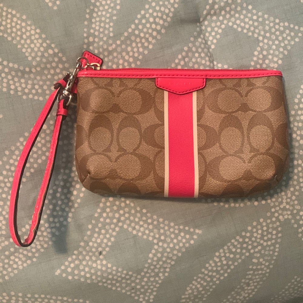 Coach clutch brown and pink